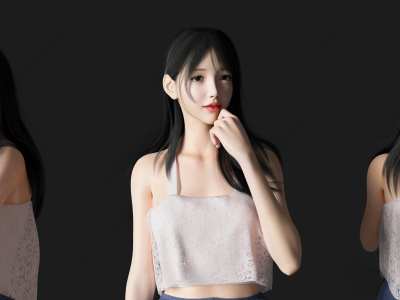 超短裤美女3D模型下载